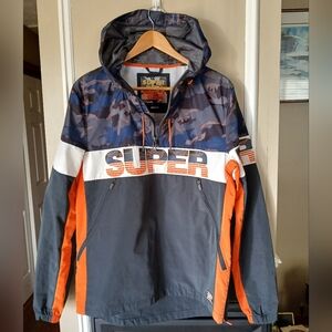 Superdry Ryley Men's 1/4 Zip Pullover Rain Jacket Size Medium